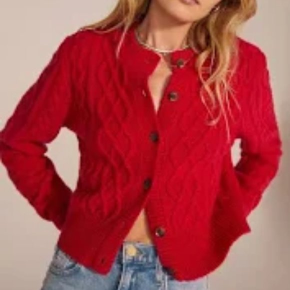 Favorite Daughter Wool & Cashmere Blend Cable Cardigan Sweater - Picture 3 of 6